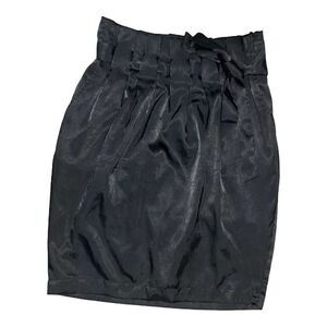 Go INTERNATIONAL SATIN PLEATED PAPERBAG WAIST‎ PENCIL SKIRT BLACK SIZE 1